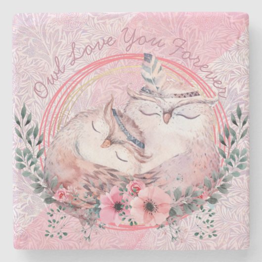 Cute Owls Stenen Onderzetter (Voorkant)