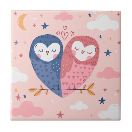 Cute Owls Tegeltje (Voorkant)