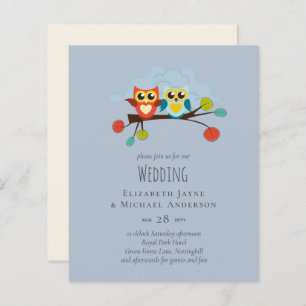 Cute OWLS Thmed Wedding Blue Sinaasappel