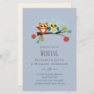 Cute OWLS Thmed Wedding Blue Sinaasappel