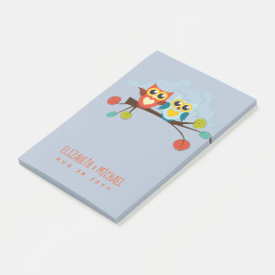 Cute OWLS Thmed Wedding Blue Sinaasappel Post-it® Notes