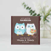 Cute Owls Wedding Bride en Groom Save the Date (Staand voorkant)