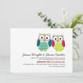 Cute Owls Wedding Invitation Kaart (Staand voorkant)