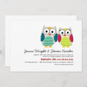 Cute Owls Wedding Invitation Kaart (Voorkant / Achterkant)