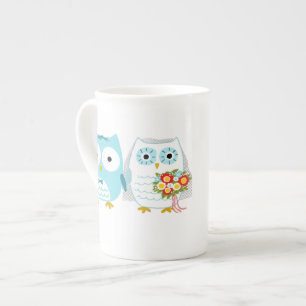Cute Owls Wedding Pas getrouwd Couple met aangepas Porselein Kop