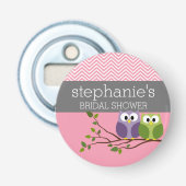 Cute Ows on Branch Baby Girl Shower Pink Button Flesopener (Voorkant)