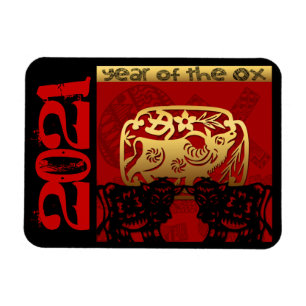Cute Ox Chinees Jaar 2021 Zodiac Birthday HFM Magneet
