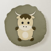 Cute Ox Rond Kussen (Achterkant)