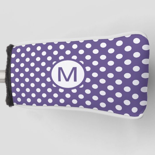 Cute Paars and White Polka Dots Monogram Golfheadcover (Voorkant)