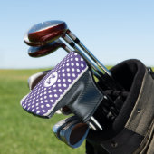 Cute Paars and White Polka Dots Monogram Golfheadcover (Insitu)