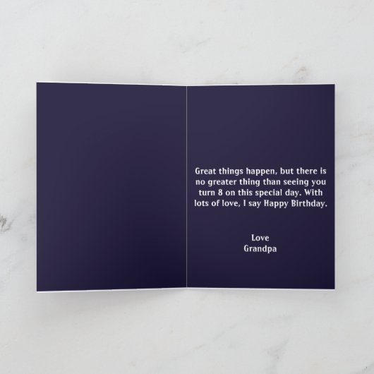 Cute Paars Blue Flying Saucer Galaxy 8th Birthday Kaart (Binnen)