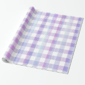 Cute Paars Blue Iridescent Gingham Pattern Cadeaupapier (Uitgerold)
