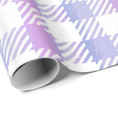 Cute Paars Blue Iridescent Gingham Pattern Cadeaupapier (Rol Hoek)