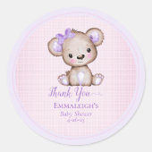 Cute Paars Brown Beer Favor Dank je Ronde Sticker (Voorkant)