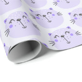 Cute Paars Cats Pattern - Lila Cadeaupapier (Rol Hoek)