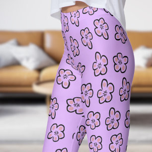Cute Paars Floral Pattern Leggings