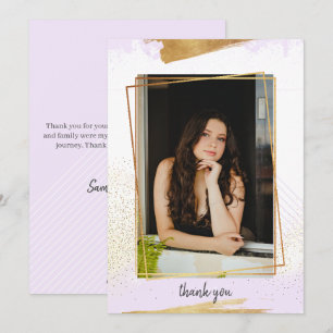 Cute Paars & Gold Framed Afstuderen Hartelijk dank Kaart