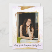 Cute Paars & Gold Framed Afstuderen Invitation Kaart (Voorkant)