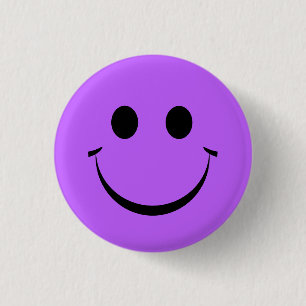 Cute Paars Happy Face Birthday Button