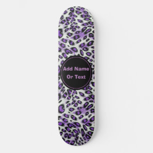 Cute Paars Leopard Animal Print Personated Skateboard