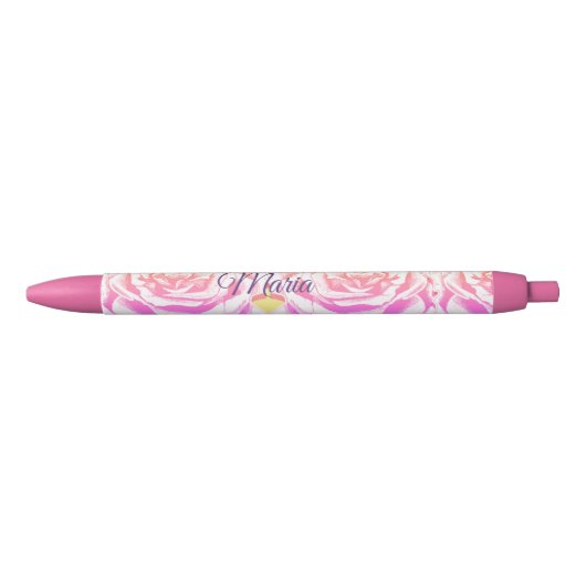 Cute Paars & Roze Snoep Rozen Aangepaste naam Pen (Voorkant)