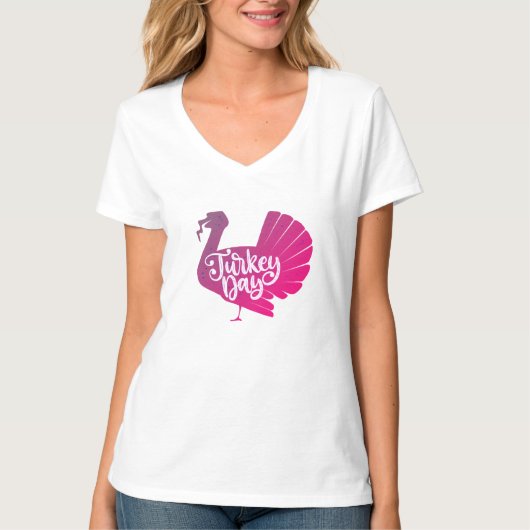 Cute Paars Turkey Shape met Text Typografie T-shirt (Voorkant)