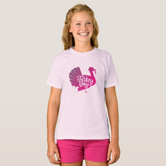 Cute Paars Turkey Shape met Text Typografie T-shirt (Voorkant volledig)