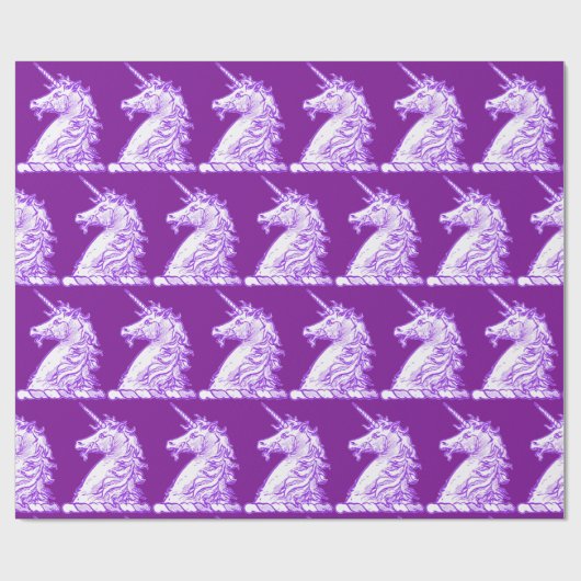Cute Paars Unicorn Pattern Cadeaupapier (Vlak)