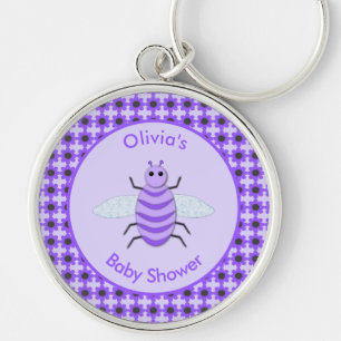Cute Paarse Baby Genderneutraal Baby shower Sleutelhanger