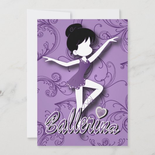 Cute Paarse Ballerina Girl | Overweging Ballet Dan Kaart (Achterkant)