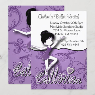 Cute Paarse Ballerina Girl   Overweging Ballet Dan Kaart