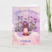 Cute Paarse Bird Daisy Personalized Birthday Kaart (Voorkant)