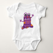 Cute Paarse Cartoon Blob Monster Fun voor kinderen Romper (Voorkant)