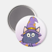 Cute Paarse Cartoon Wizard Kat Magneet (Voorkant / Achterkant)