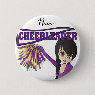 Cute Paarse Cheerleader Girl personaliseren Ronde Button 5,7 Cm