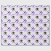 Cute Paarse Chibi Dragon Custom Photo Text Cadeaupapier (Vlak)