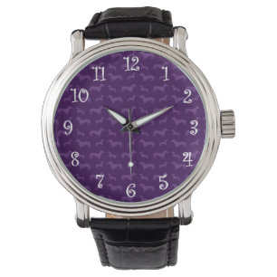 Cute paarse dachshund horloge