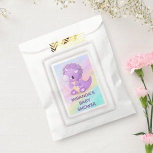 Cute Paarse Dinosaur Baby shower Bedankzakje