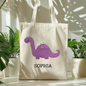 Cute Paarse Dinosaur Persoonlijke Canvas tas