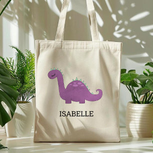 Cute Paarse Dinosaur Persoonlijke Canvas tas