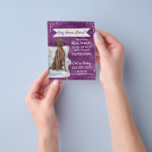 Cute Paarse Dog Walker Flyer met Swirls Banner (Hand)