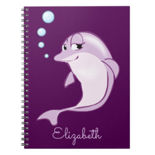 Cute Paarse Dolphin Personalized Notitieboek