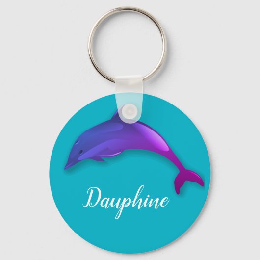Cute paarse dolphin - voeg naam toe sleutelhanger (Voorkant)