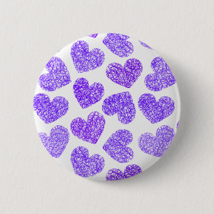 Cute Paarse Doodle Hart Valentijnsdag Patroon Ronde Button 5,7 Cm
