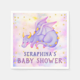 Cute Paarse Dragon Girls baby shower Napkin Servet