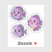 Cute Paarse Fish Sticker (Vel)