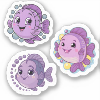 Cute Paarse Fish Sticker