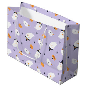 Cute Paarse Ghost en Pumpkin Groot Cadeauzakje