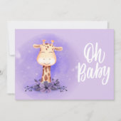 Cute Paarse Giraffe Baby shower Uitnodiging (Voorkant)
