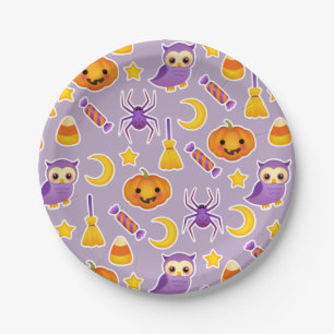 Cute Paarse Graphic Halloween Patroon Papieren Bordje